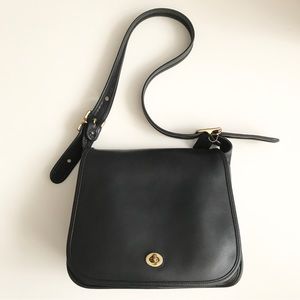 Vintage Coach Black Stewardess Shoulder Bag Authentic Made in USA 9525